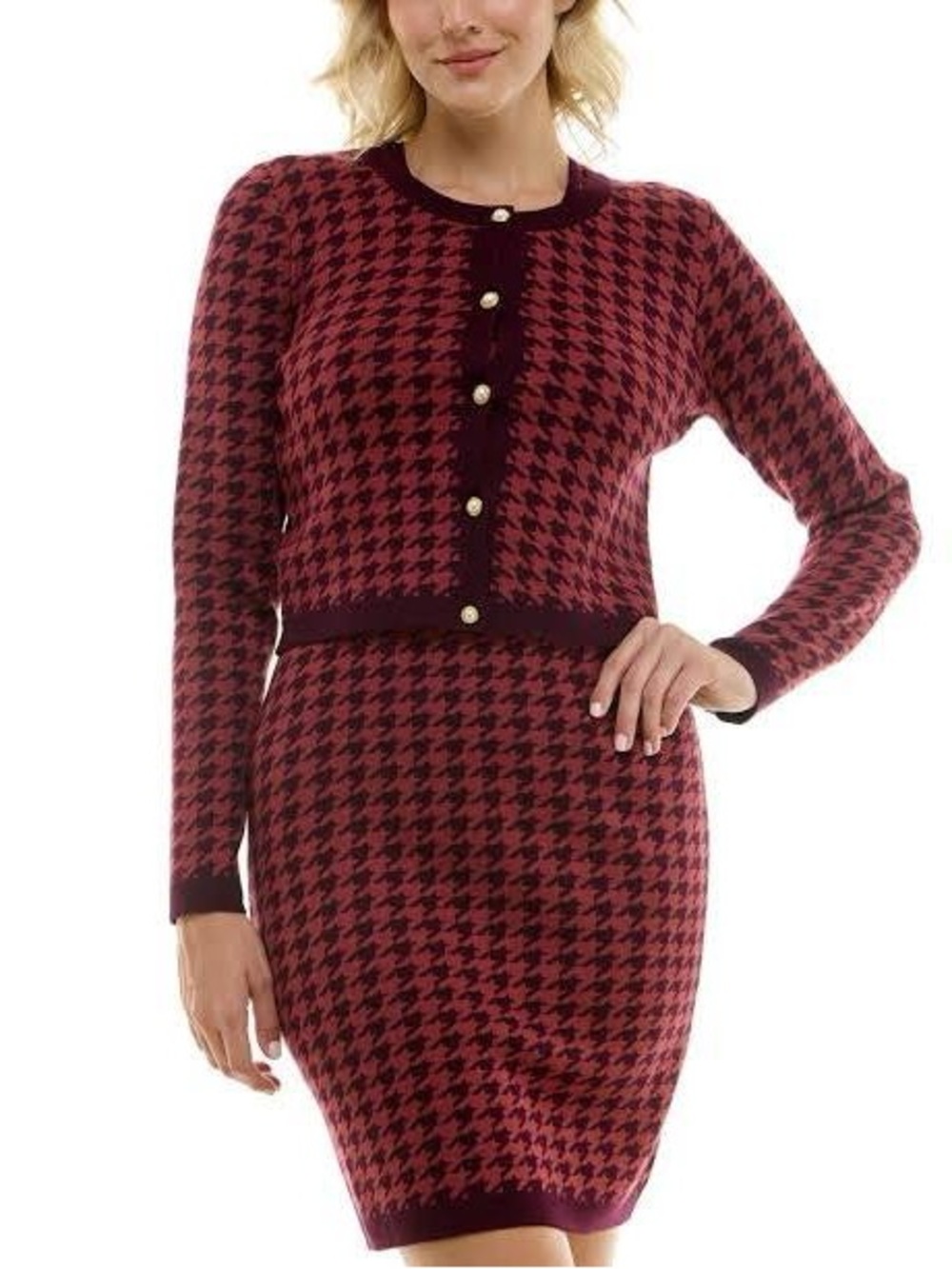 Taylor Women’s Houndstooth Mini Sweater Dress + Jacket